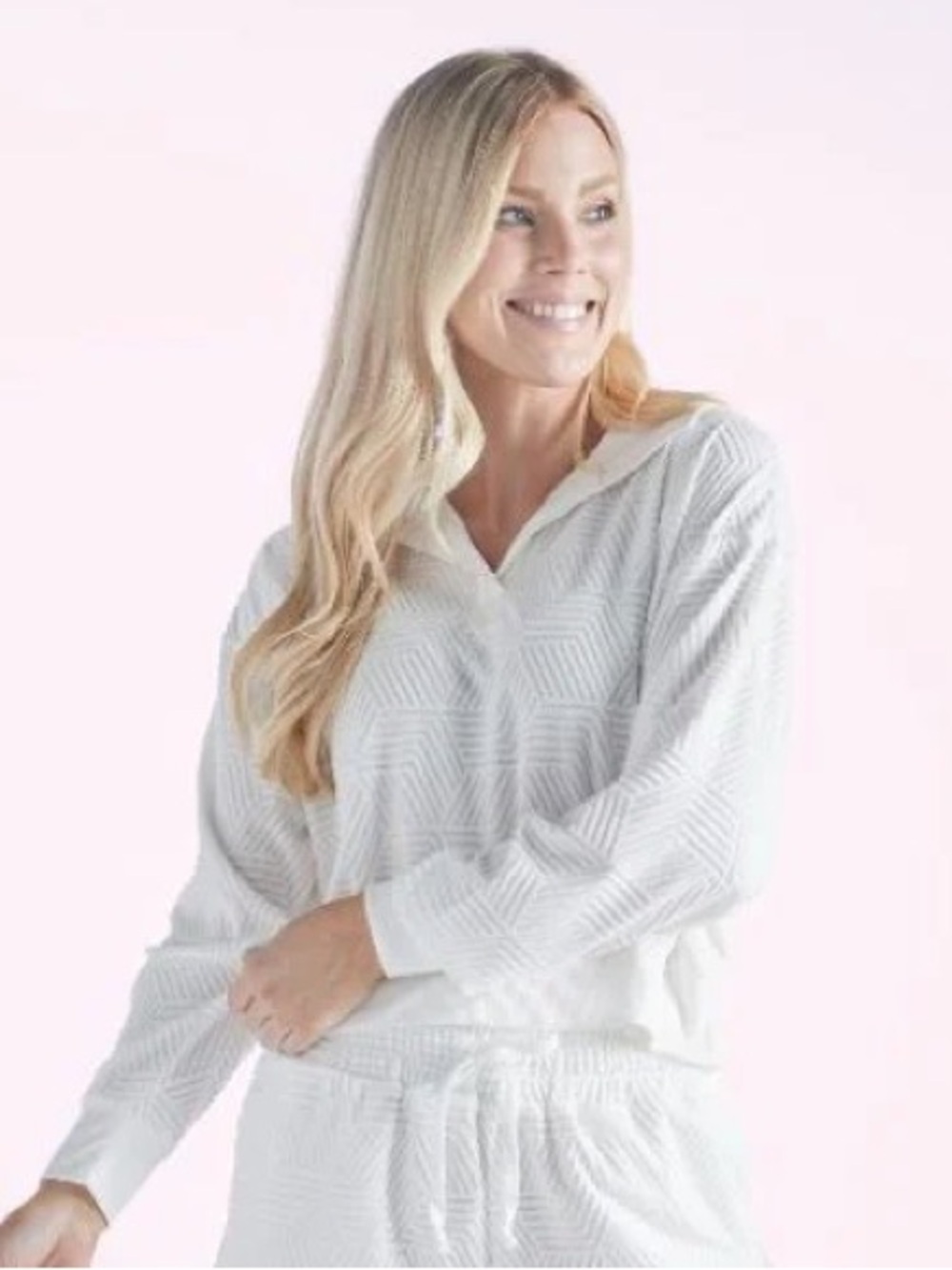 NWT Simply Southern Ivory White Terrycloth Pullover, S